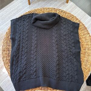 Lilla P Dark Gray Cable Knit Turtleneck Sweater